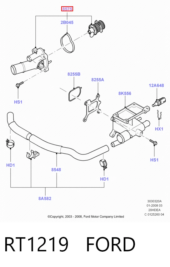 RT1219 Ford Termostato de agua