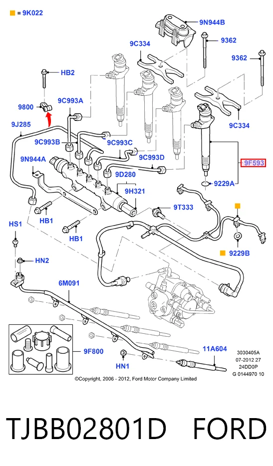 TJBB02801D Ford Inyector de combustible