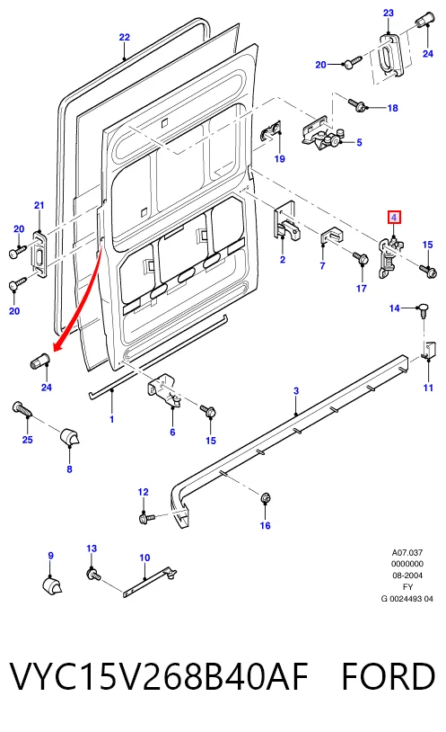 Rodillo central derecho de puerta corrediza VYC15V268B40AF FORD
