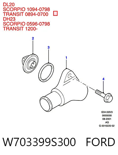  Junta de termostato Ford Transit 4