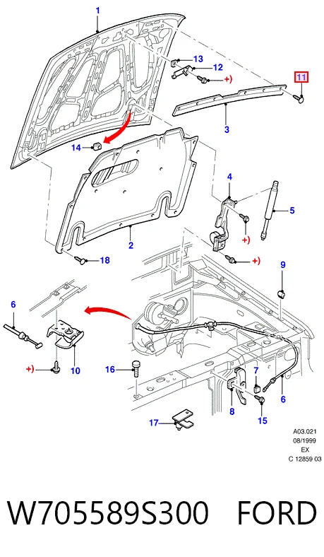 W705589S300 Ford Clip de fijación de parachoques trasero