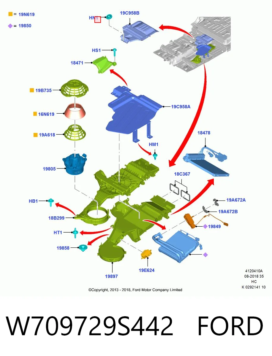 Tuerca del escudo térmico del sistema de escape W709729S442 FORD