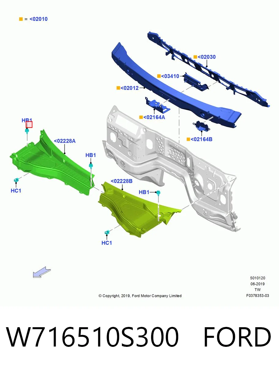 W716510S300 Ford Clips de fijación para panel de puerta
