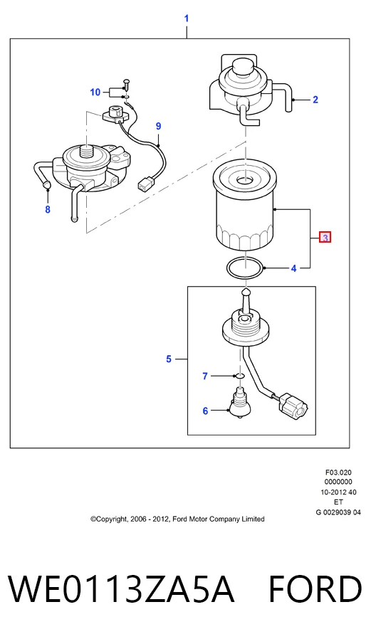 Filtro de combustible WE0113ZA5A FORD