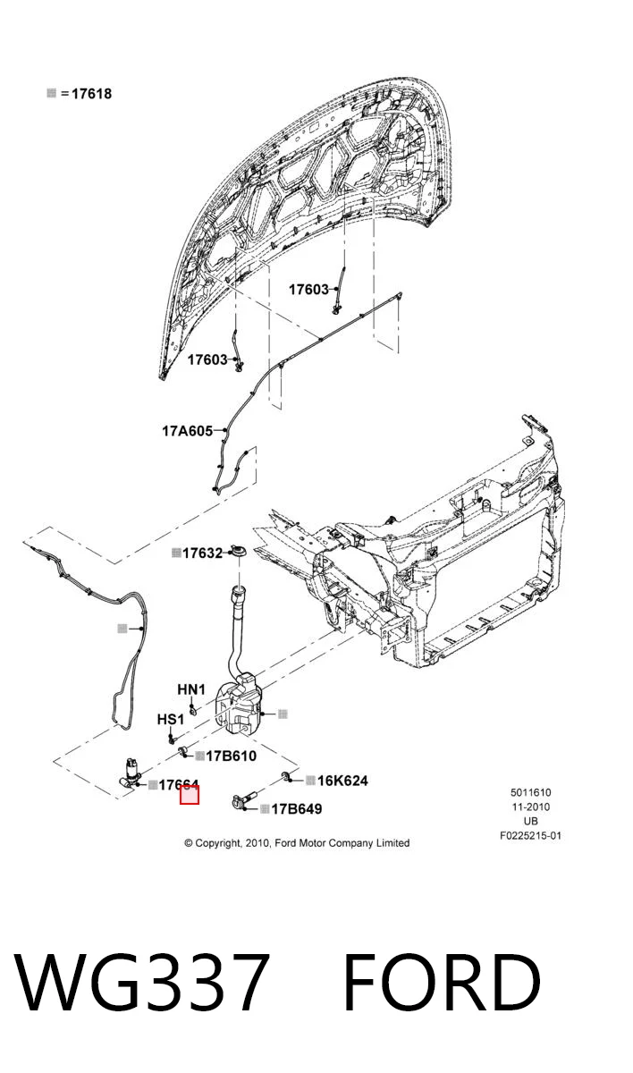 Motor de la bomba del lavaparabrisas delantero WG337 FORD