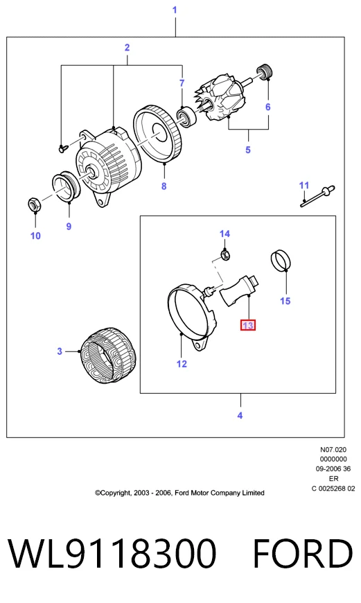 WL9118300 Ford Alternador de coche