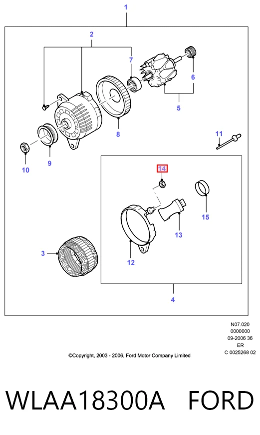 WLAA18300A Ford Alternador de coche