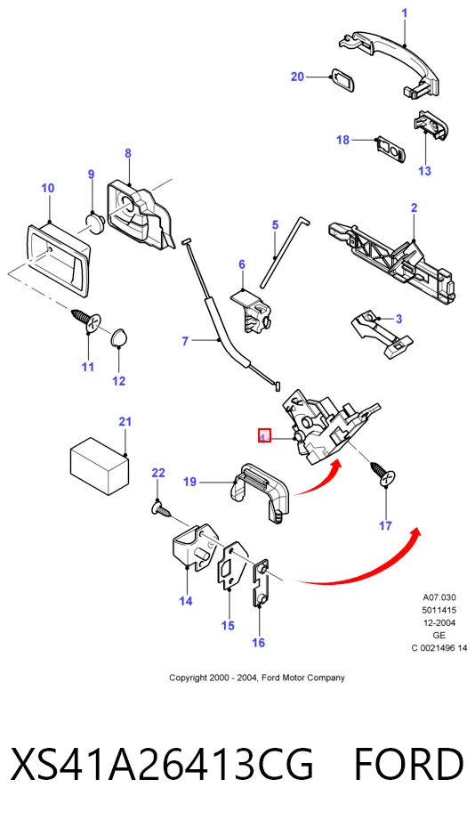 XS41A26413CG Ford Cerradura de puerta trasera izquierda