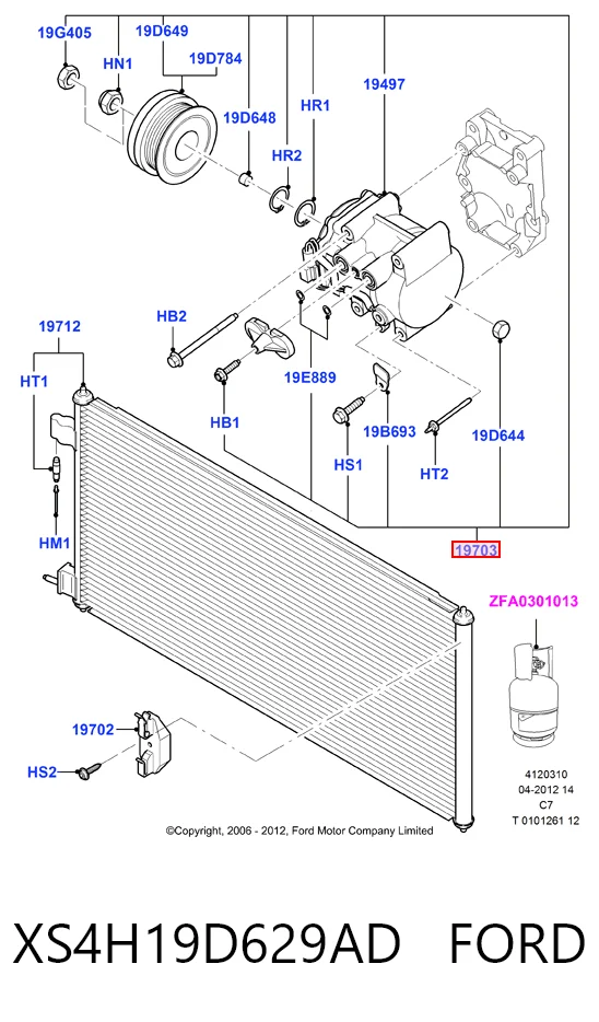 XS4H19D629AD Ford Compresor climatizador