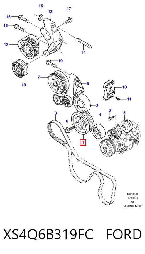 Polea del cigüeñal XS4Q6B319FC FORD