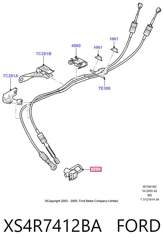XS4R7412BA Ford Buje del cable de cambio