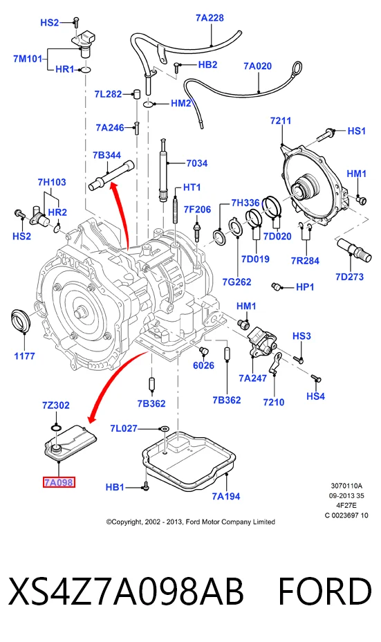 XS4Z7A098AB Ford Filtro hidráulico transmisión automática