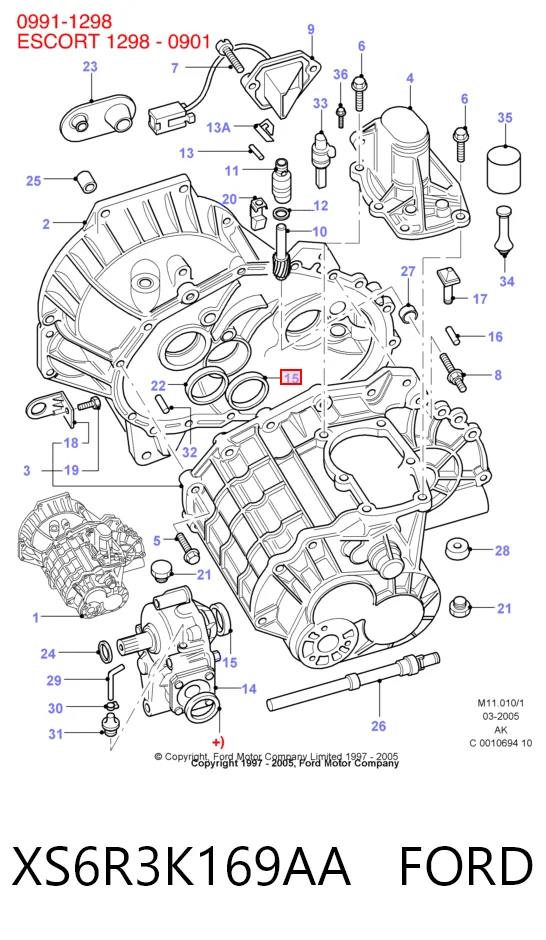 Retén del semieje delantero XS6R3K169AA FORD