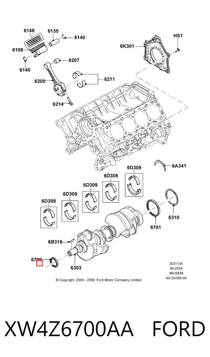 Retén del cigüeñal frontal para Ford Explorer  