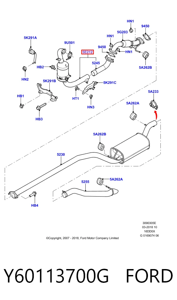 Y60113700G Ford Turbo para motor