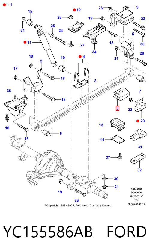 HMPYC155586AC Hmpx Tope de ballesta trasera