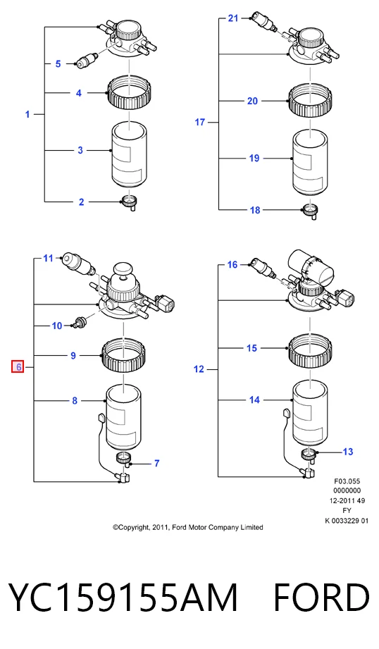 Caja filtros de combustible Ford Transit V