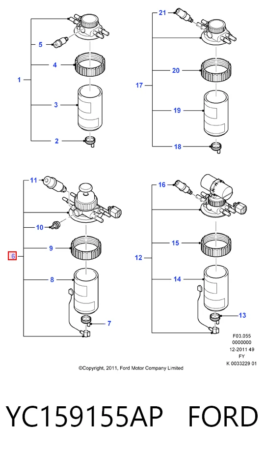 Caja del filtro de combustible para Ford Transit V V184/5