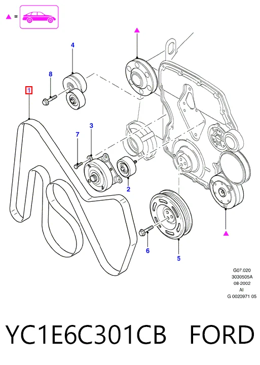 YC1E6C301CB Ford Correa poly v