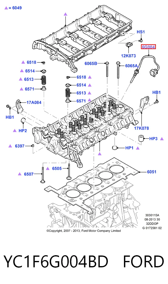 Sensor de temperatura del líquido refrigerante YC1F6G004BD FORD