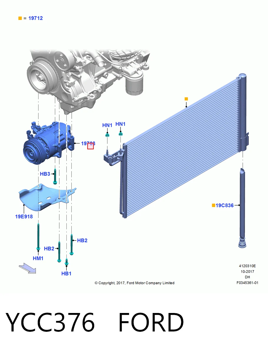 YCC376 Ford Compresor climatizador