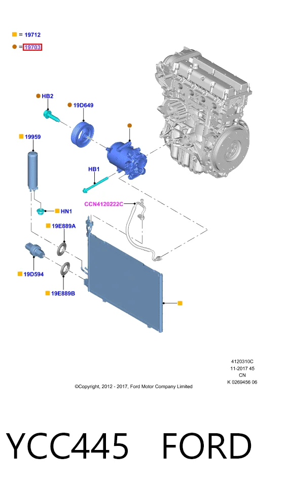 Compresor de aire acondicionado YCC445 FORD