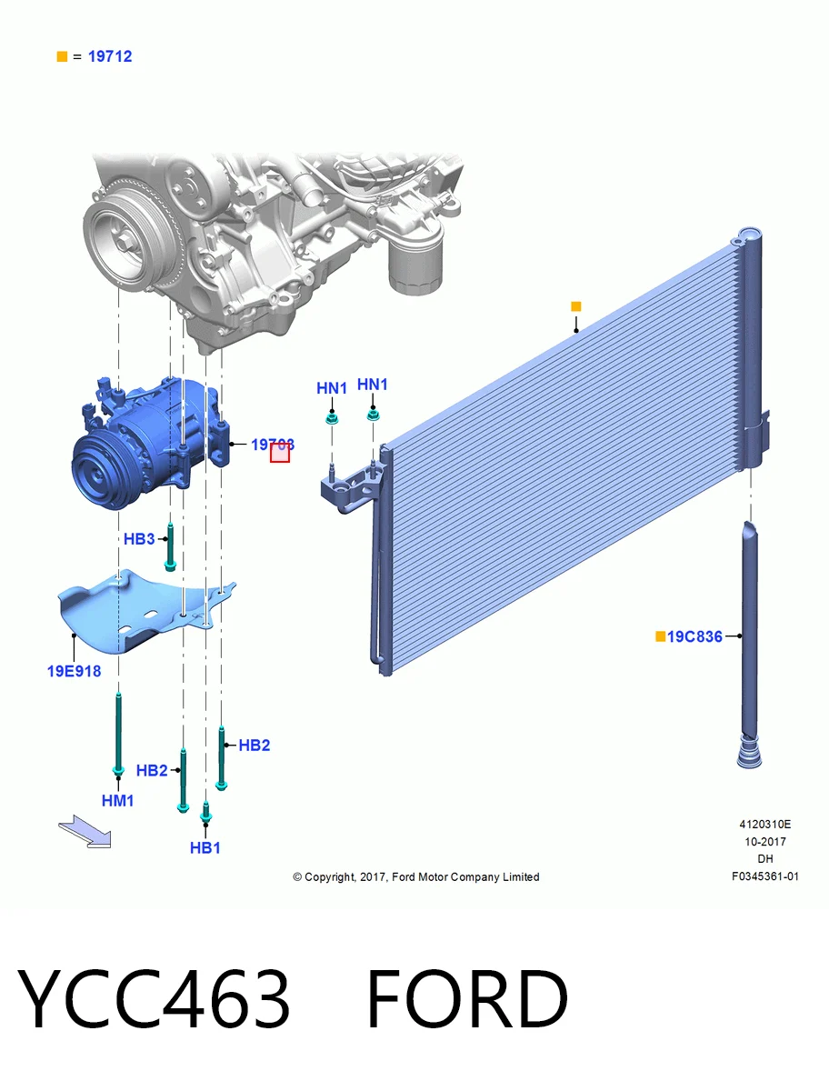 Compresor de aire acondicionado YCC463 FORD