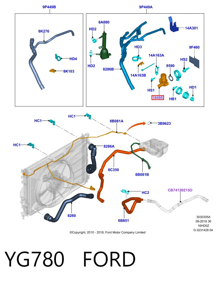YG780 Ford Valvula del calefactor