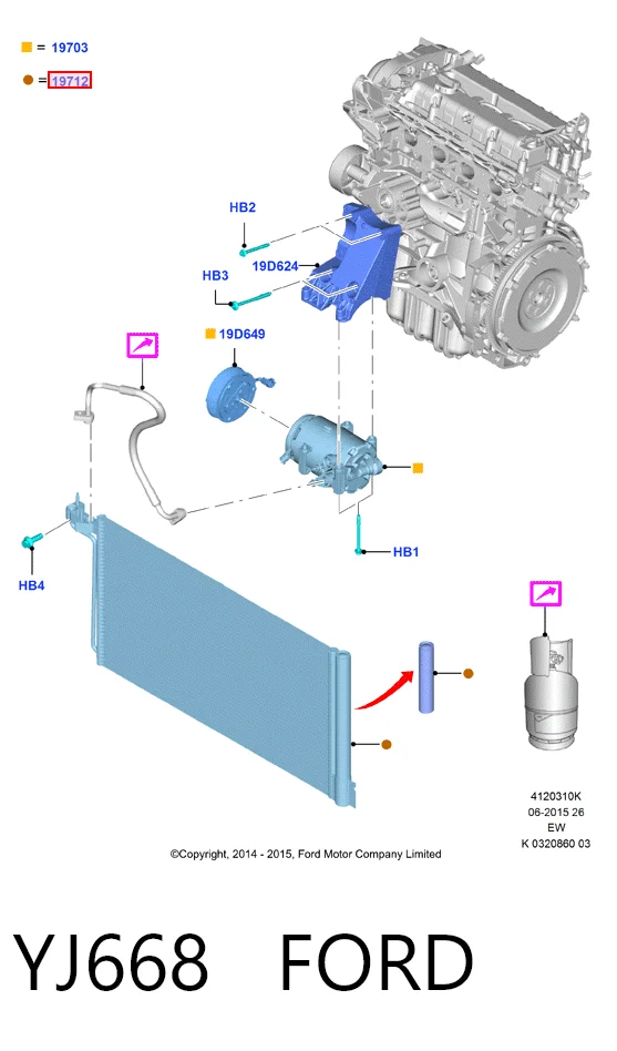 Condensador de aire acondicionado YJ668 FORD