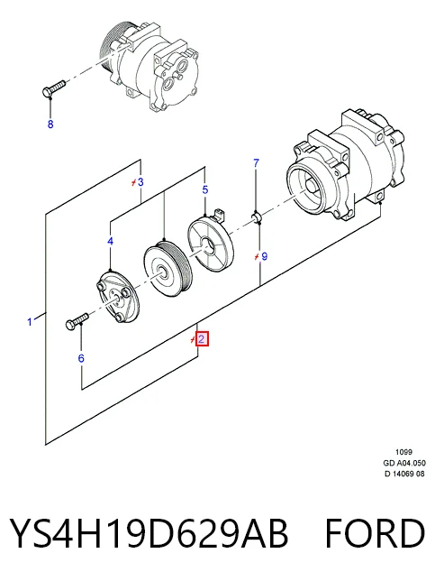 YS4H19D629AB Ford Compresor climatizador