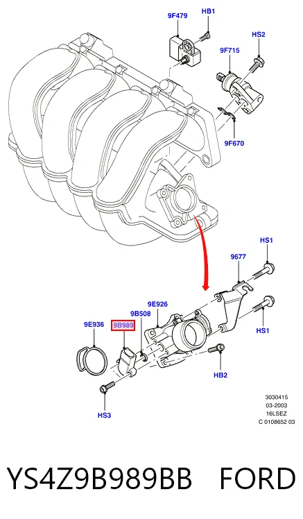 YS4Z9B989BB Ford Sensor de posición del acelerador