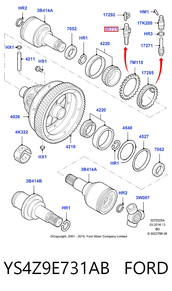 YS4Z9E731AB Ford Captador de velocidad