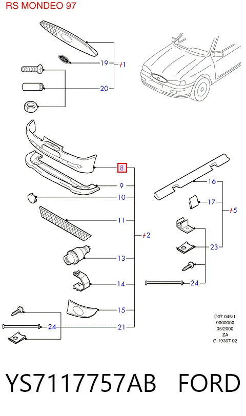 Parachoques delantero Ford Mondeo II sedán (BFP) (1996 - 2000) precio, desde 66,55 EUR