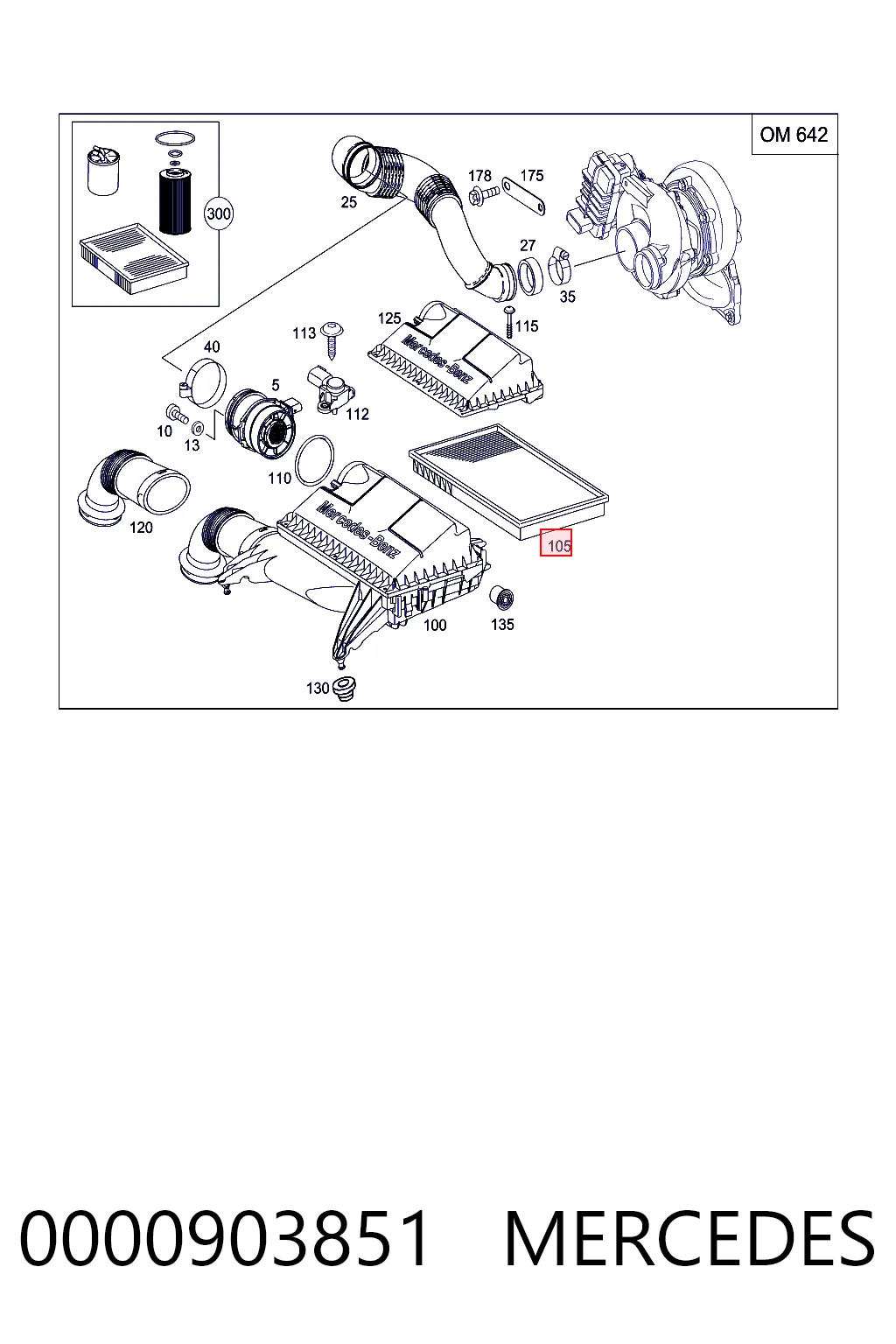 0000903851 Mercedes Filtro de aire de motor