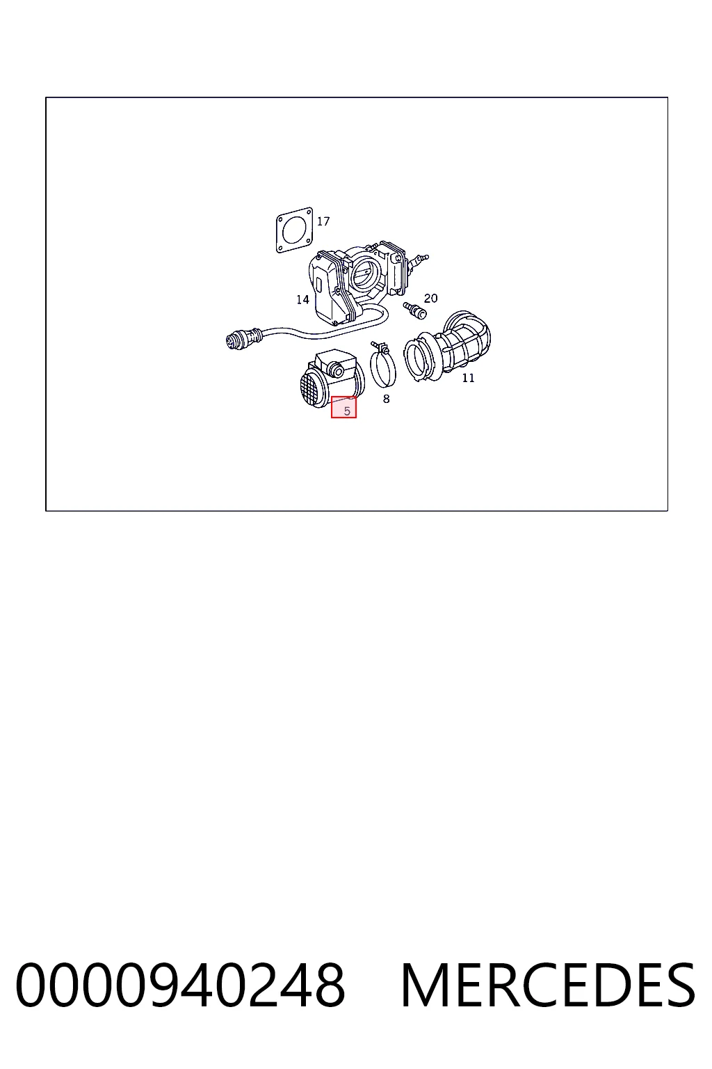 0000940248 Mercedes Sensor de flujo de aire