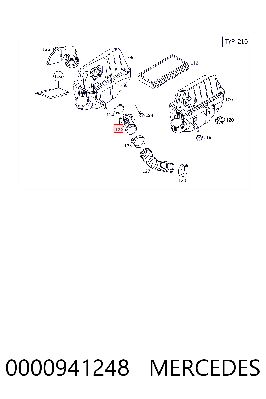 0000941248 Mercedes Sensor de flujo de aire