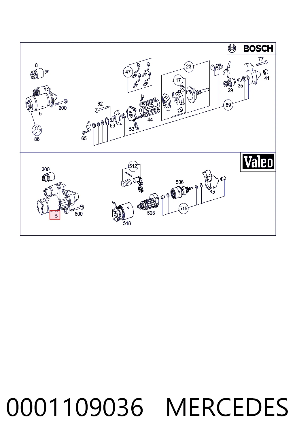 0001109036 Mercedes Arranque motores