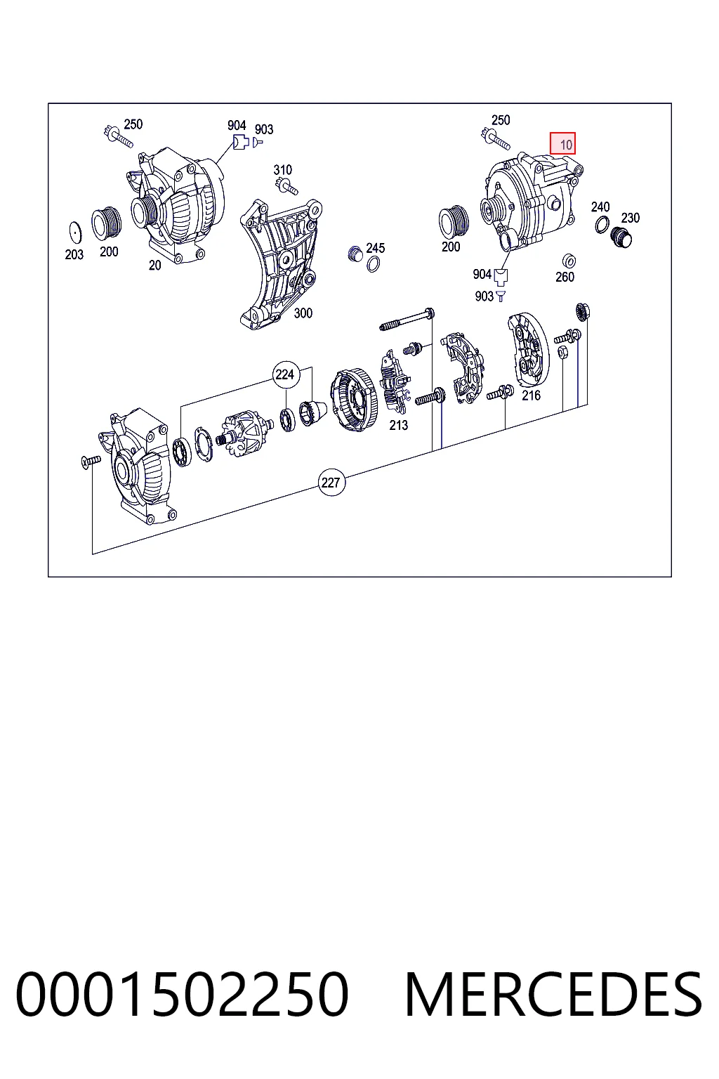0001502250 Mercedes Alternador de coche