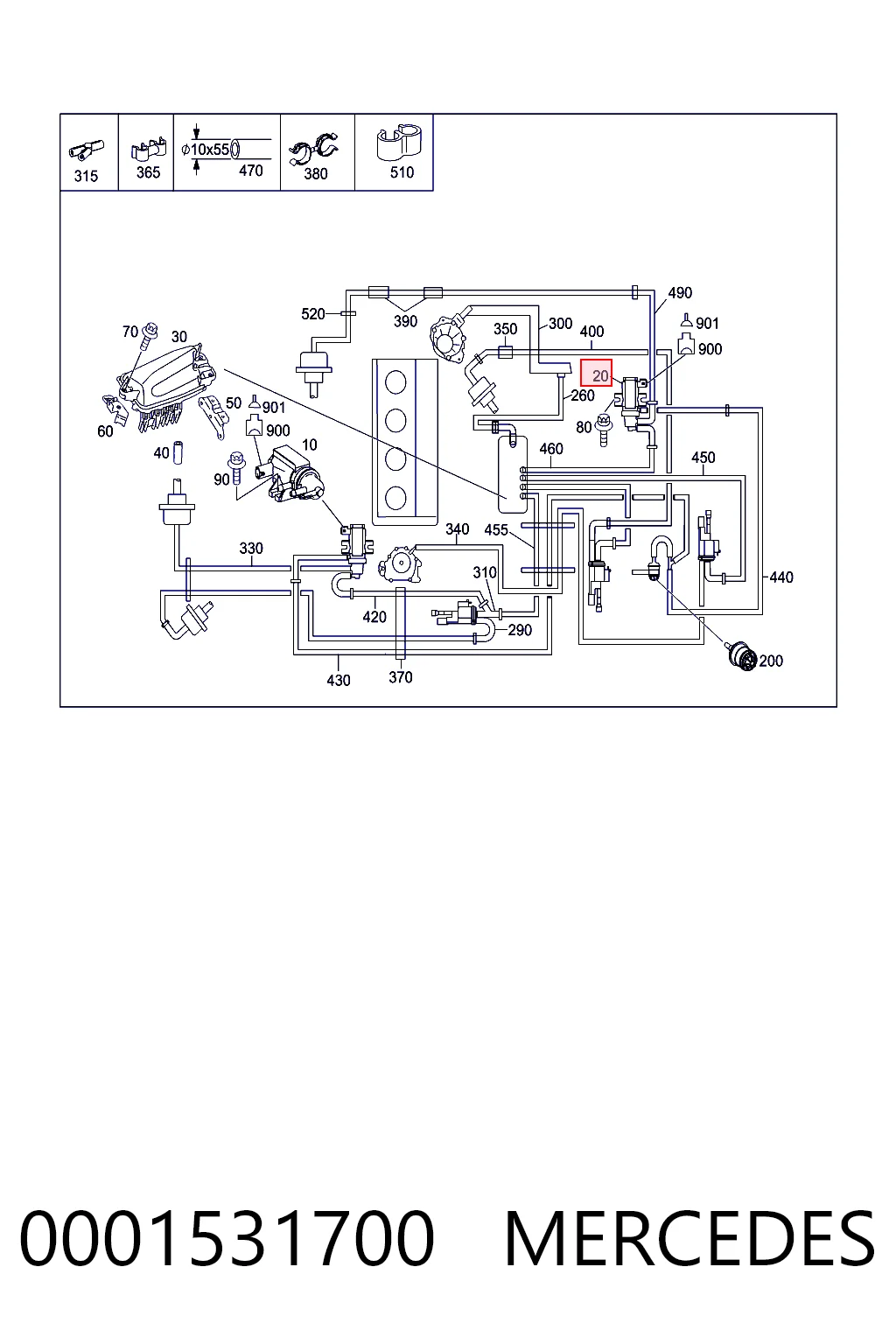 0001531700 Mercedes Válvula solenoide de control de presión de sobrealimentación