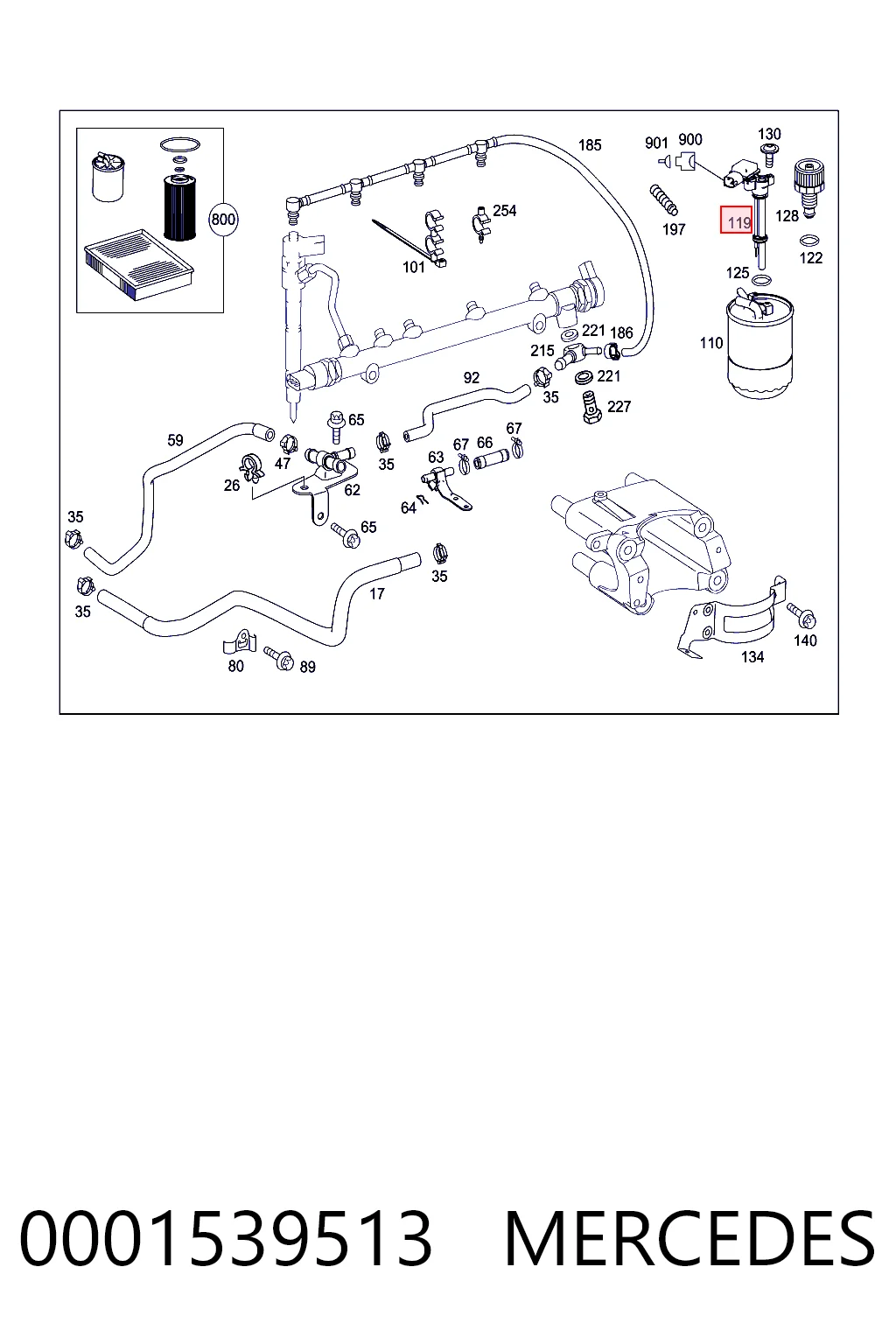 0001539513 Mercedes Sensor de nivel de agua del filtro de combustible