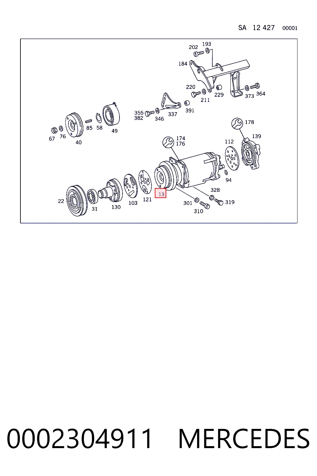0002304911 Mercedes Compresor climatizador