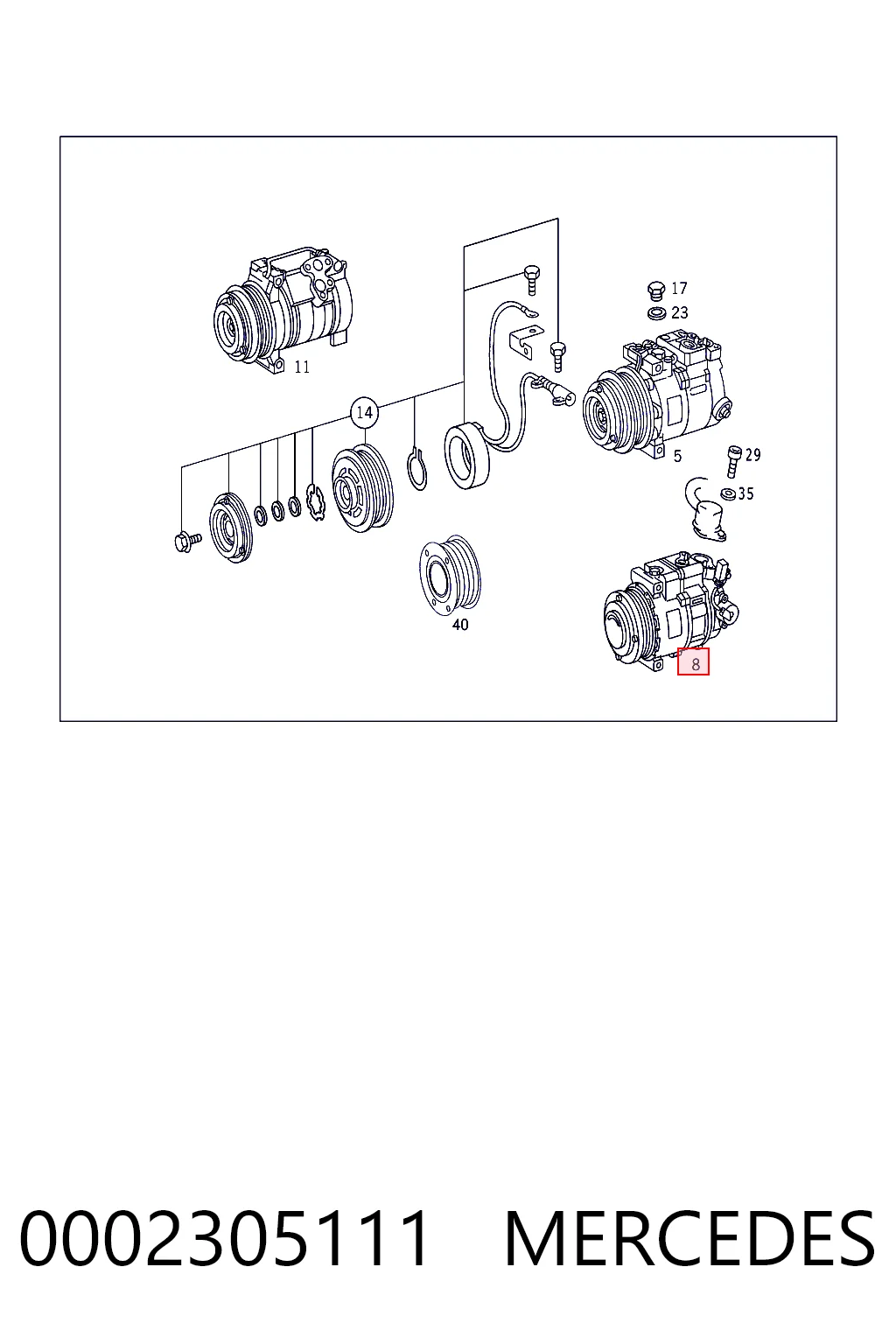 0002305111 Mercedes Compresor climatizador