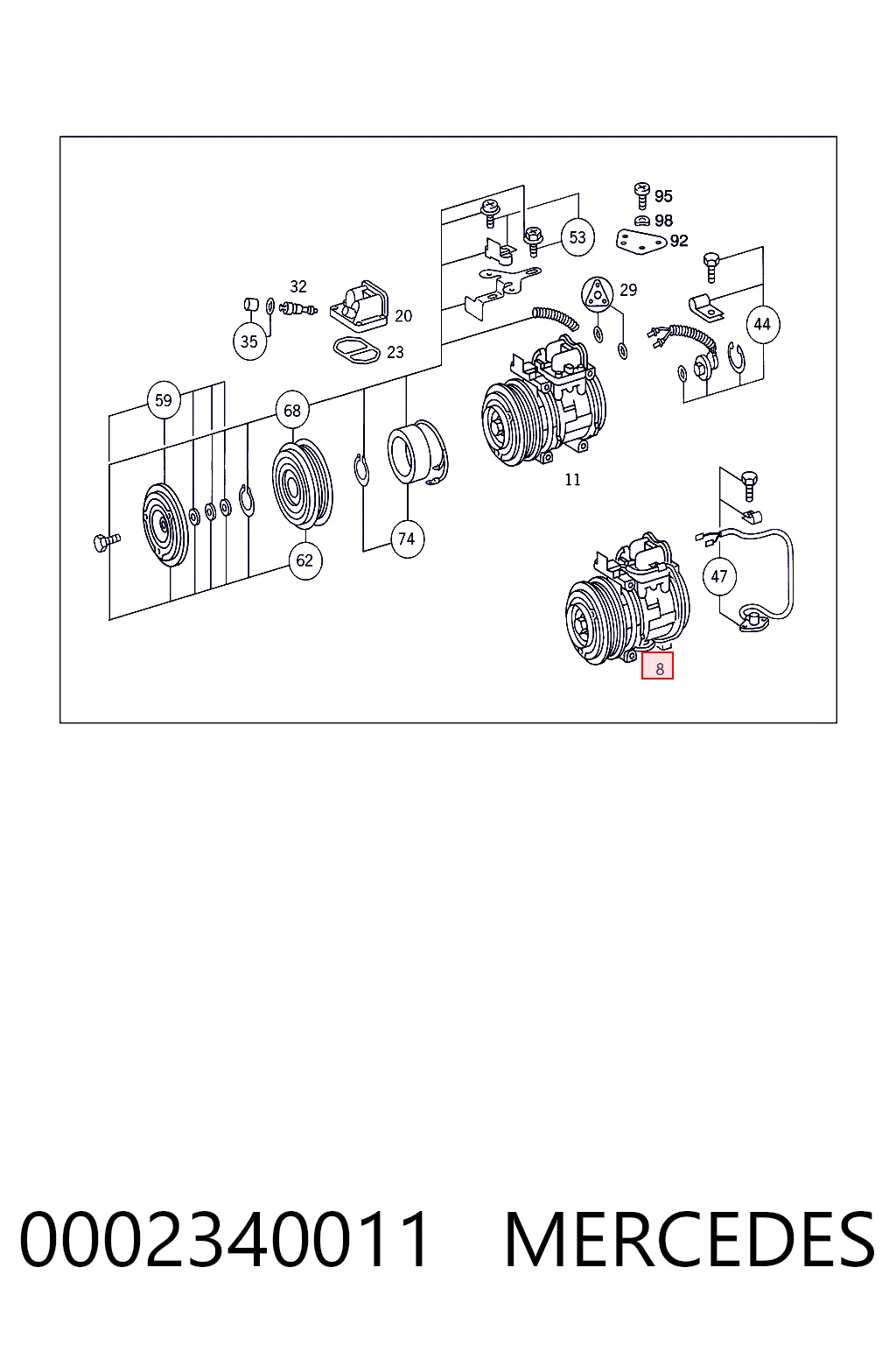 0002340011 Mercedes Compresor climatizador