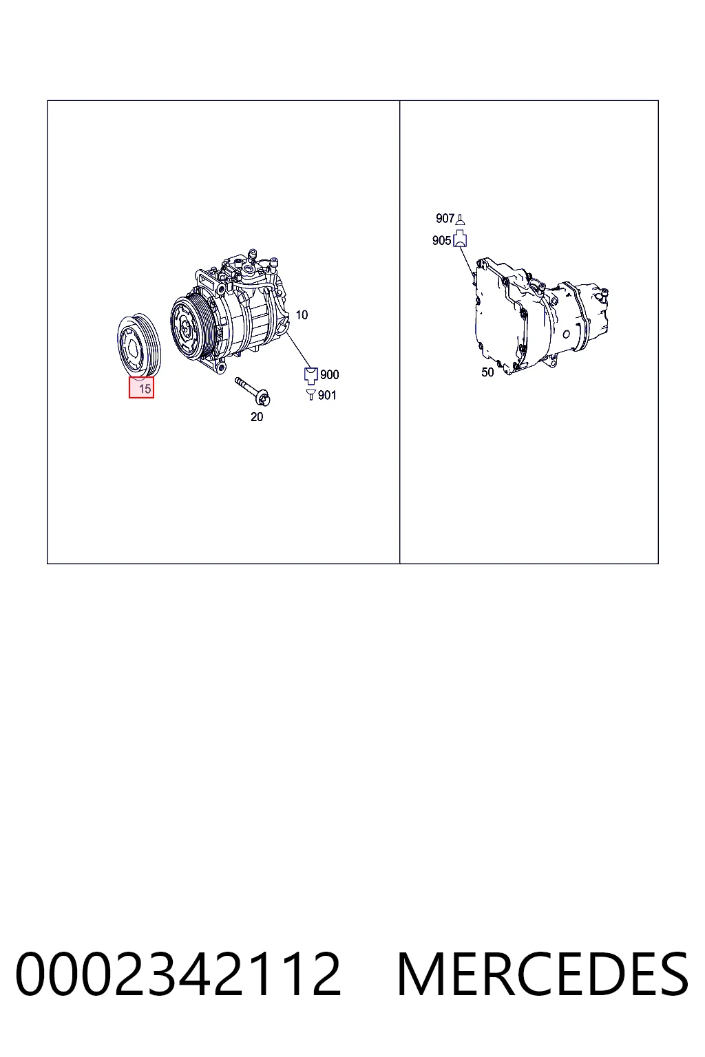 0002342112 Mercedes Polea del compresor de aire acondicionado