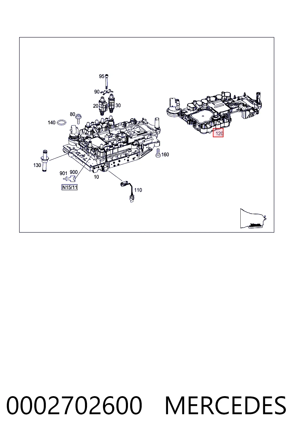 0002702600 Mercedes Placa electrónica de transmisión automática
