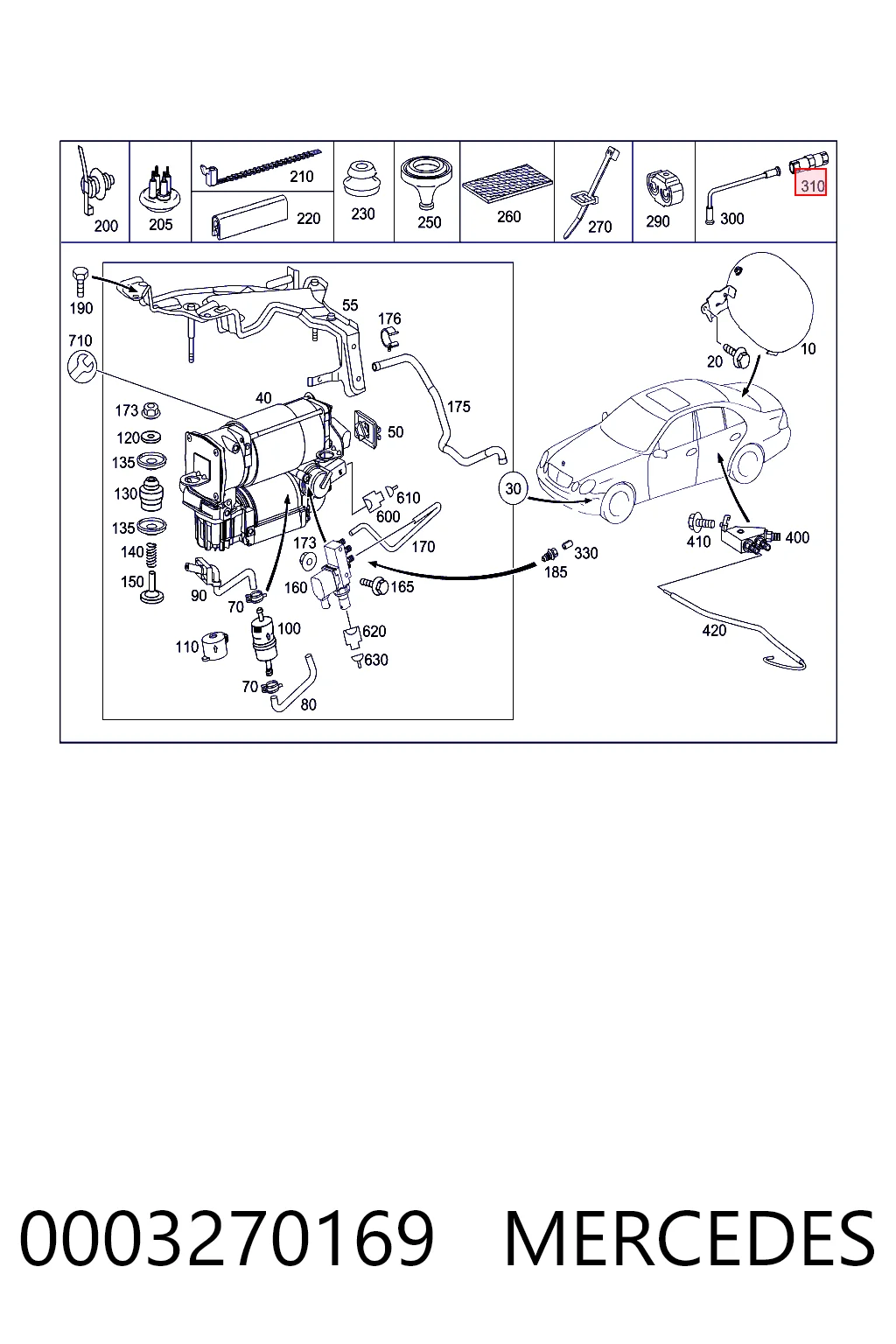 0003270169 Mercedes Conector (cabezal) de mangueras del sistema neumático
