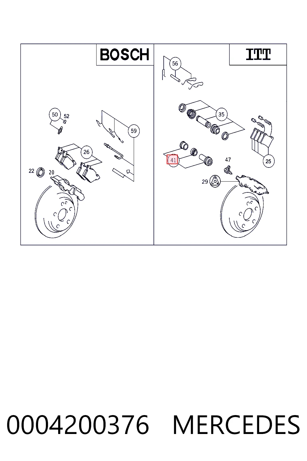 Juego de reparación de pinza de freno trasero 0004200376 MERCEDES