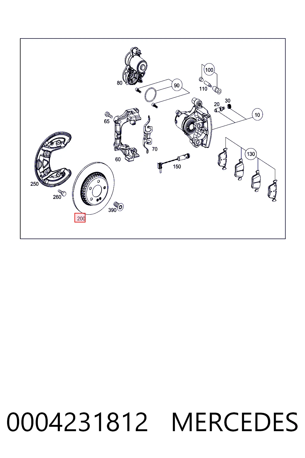 0004231812 Mercedes Freno de disco trasero
