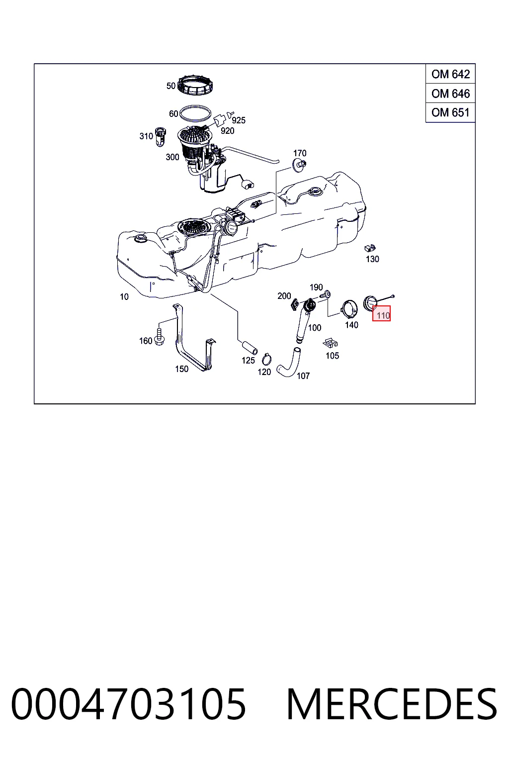 Tapa tanque combustible para Mercedes Sprinter II 3,5-t 906