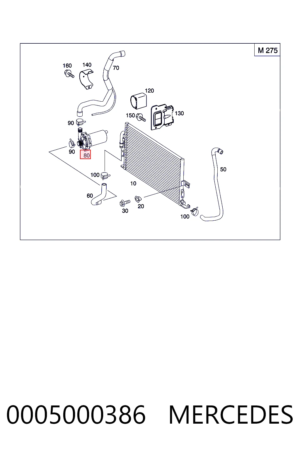 0005000386 Mercedes Bomba de agua eléctrica auxiliar